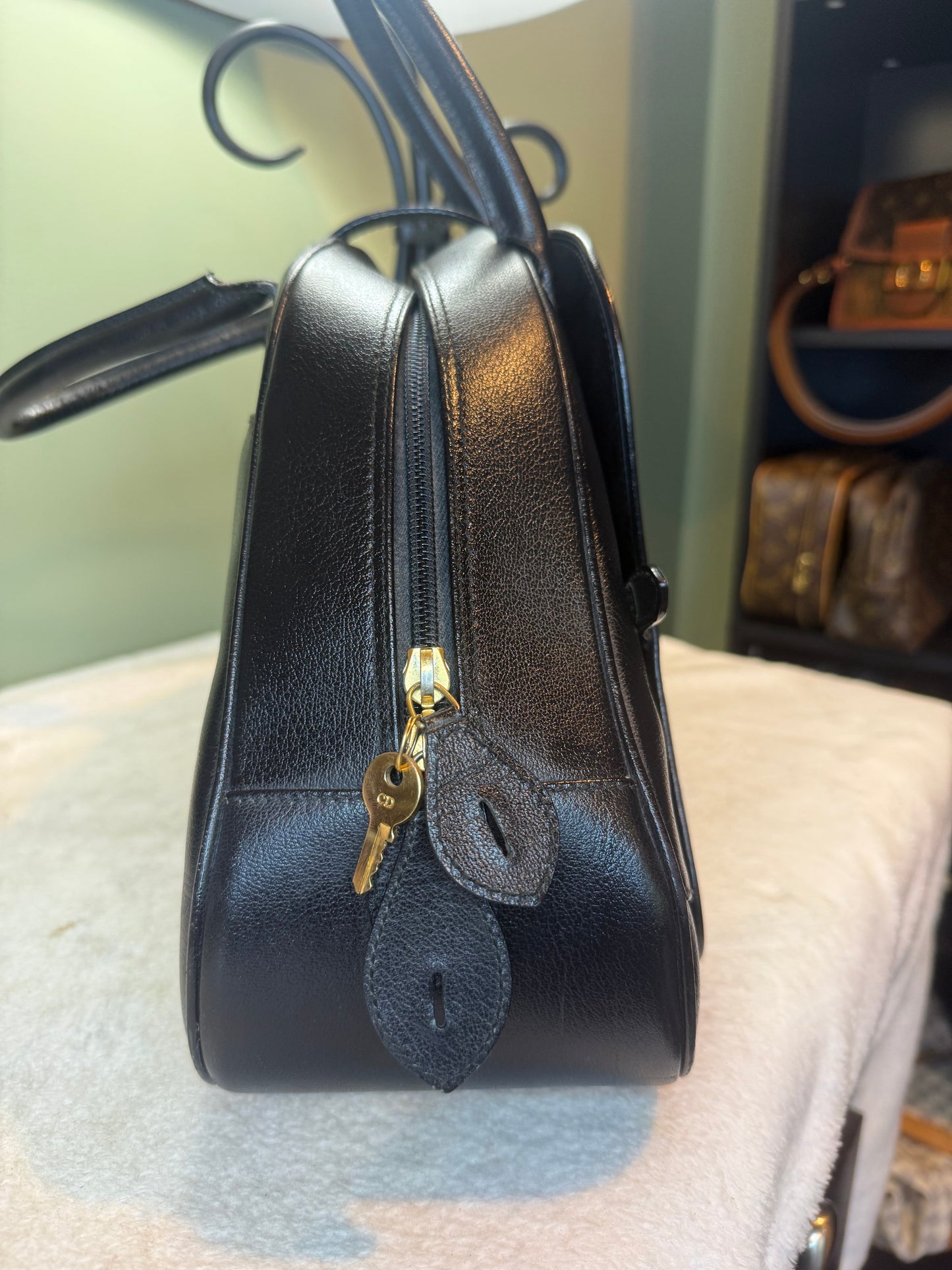 1416. Christian Dior Black Calfskin Double Saddle Bag