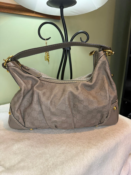 939. Gucci Grey Guccissima Leather Medium Hobo Shoulder bag