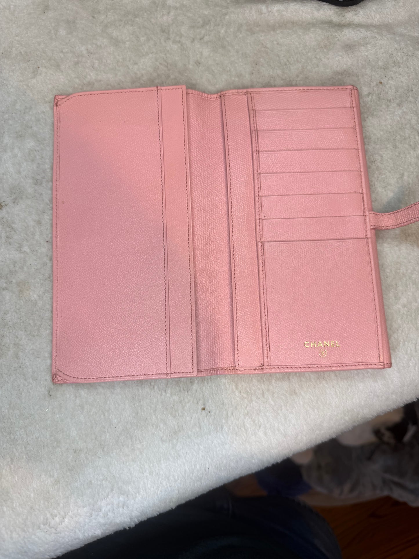 1558. Chanel Light Pink Coco Button French Wallet