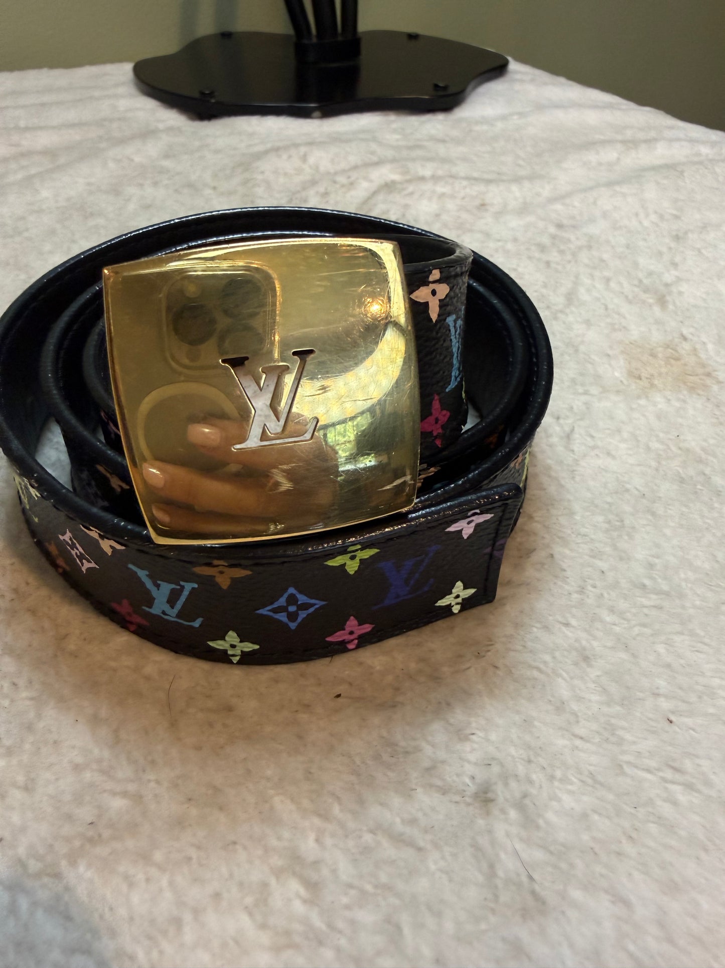 1613. Louis Vuitton Black Multicolor Belt 80/32