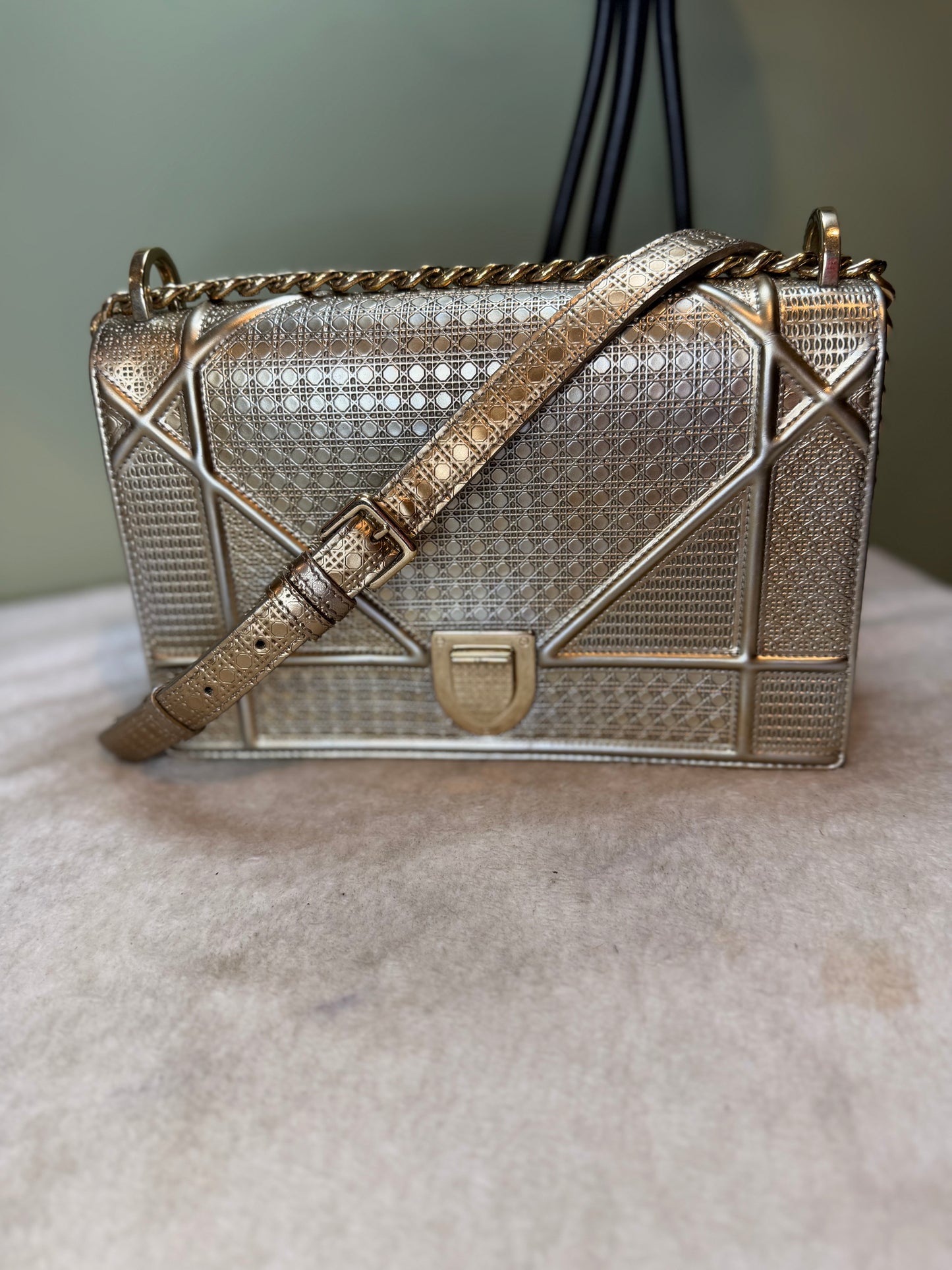 1584. Christian Dior Metallic Gold Micro Cannage Diorama
