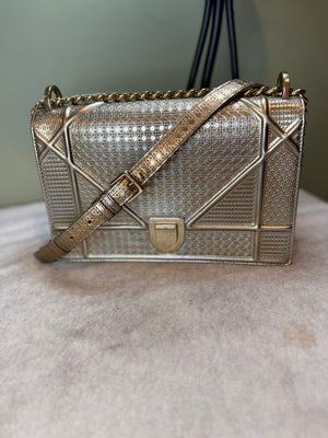 1584. Christian Dior Metallic Gold Micro Cannage Diorama
