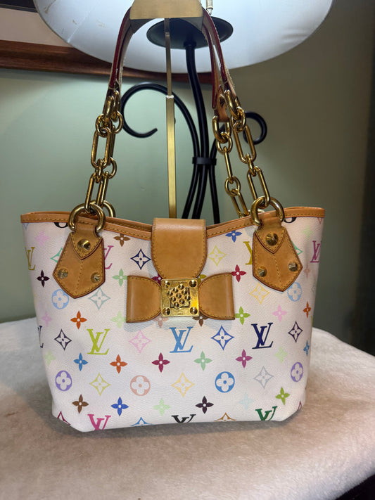 1275. Louis Vuitton White Multicolor Annie MM Shoulder Bag