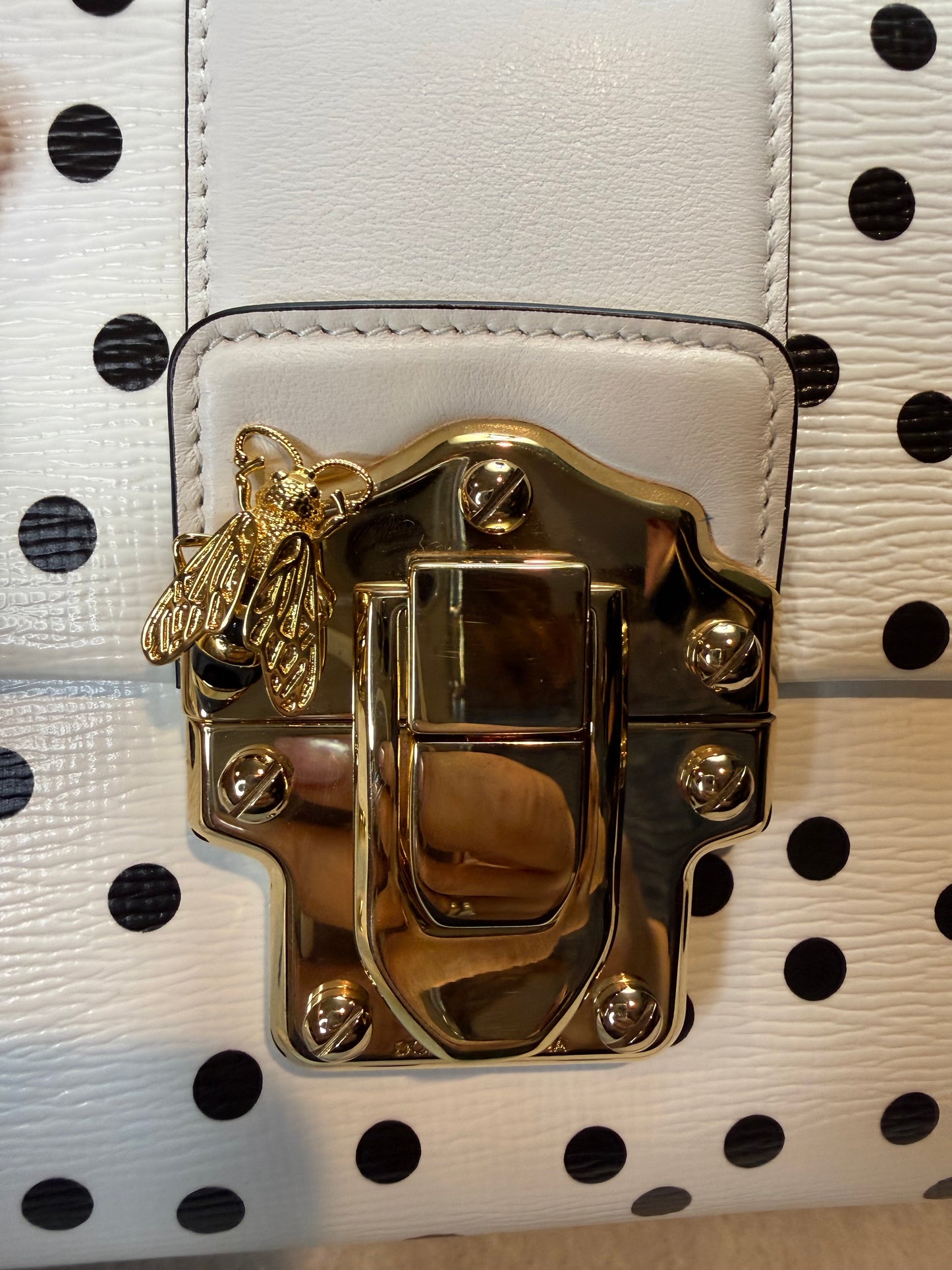 832. Dolce & Gabbana Calfskin Polka Dot Lucia