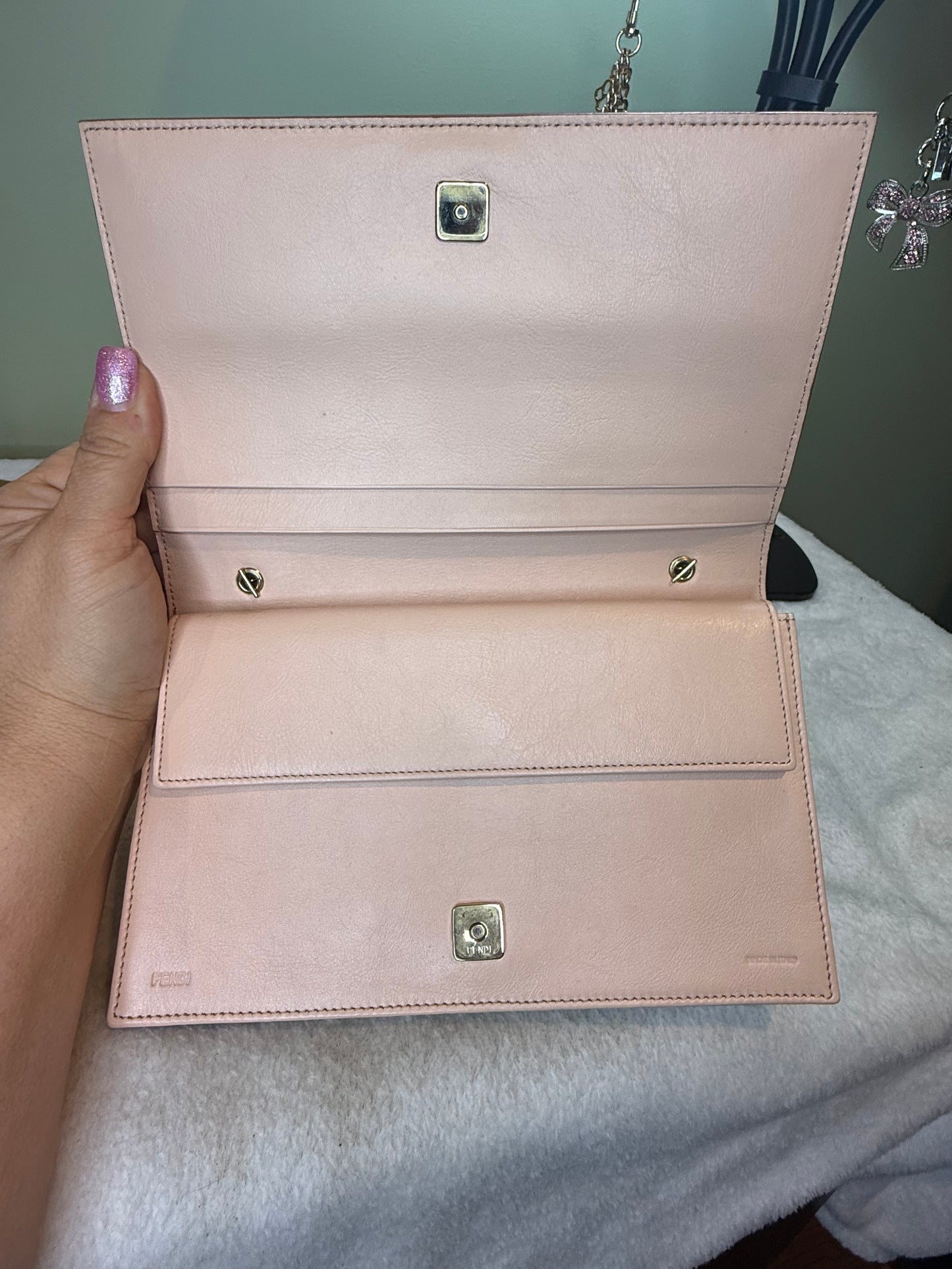 834. Fendi Fendilicious Rose Gold Wallet on Chain