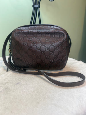 1482. Gucci Brown Guccissima Leather Bree Disco Crossbody bag