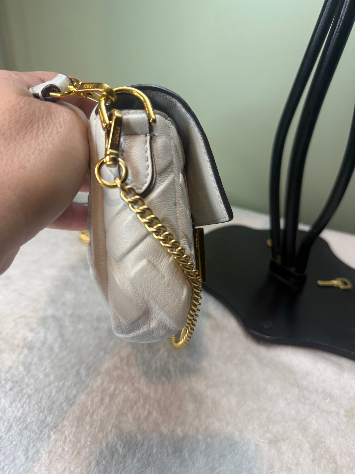 1283. Fendi White Baguette Mini