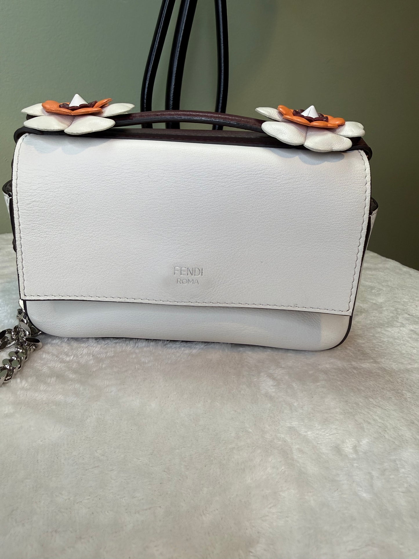 1812. Fendi Maroon and Cream Dippia Micro Baguette
