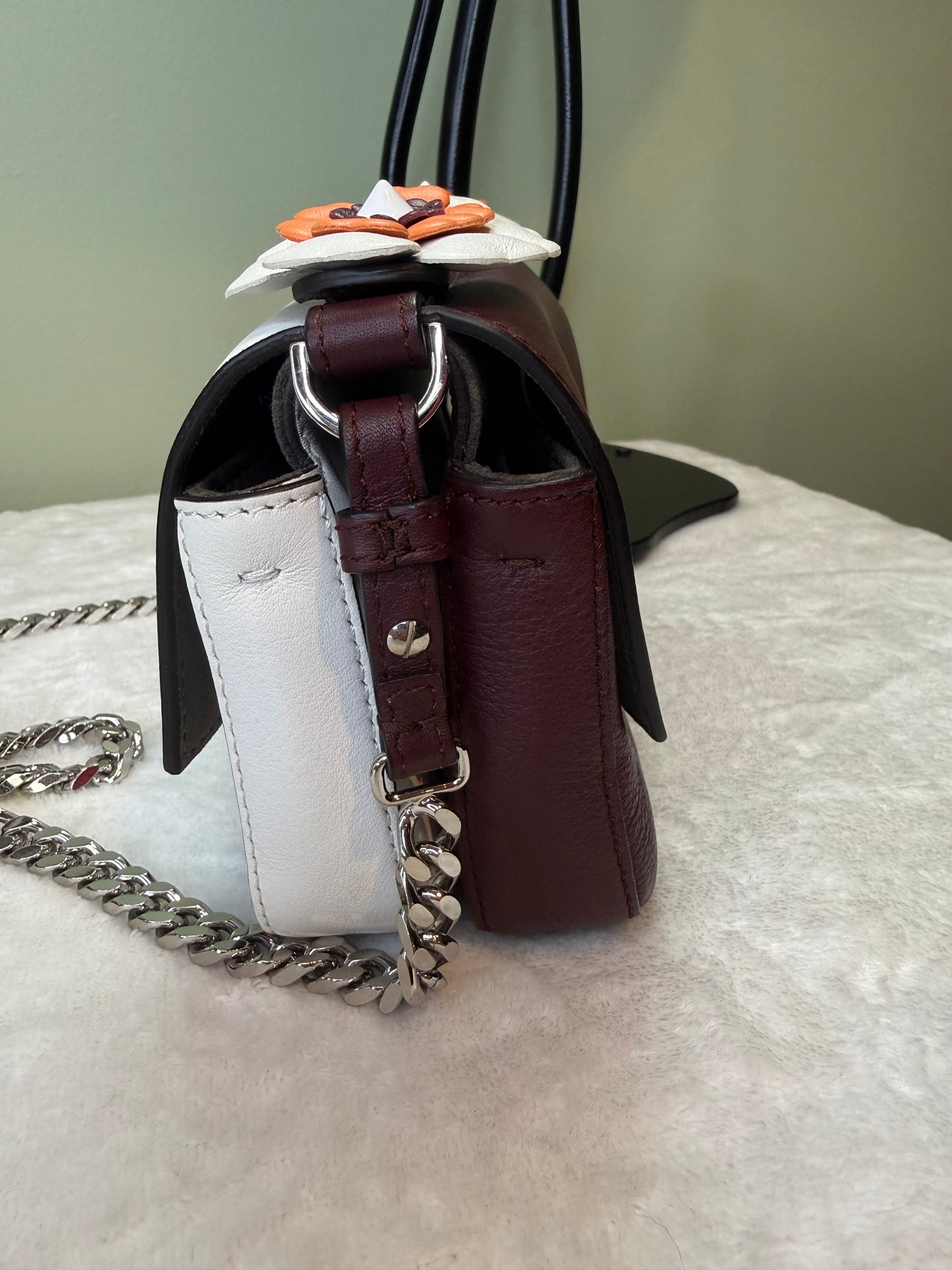 1812. Fendi Maroon and Cream Dippia Micro Baguette