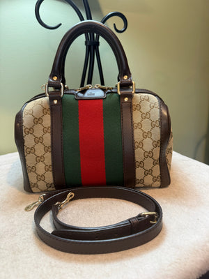 1659. Gucci Vintage Web Boston Bag