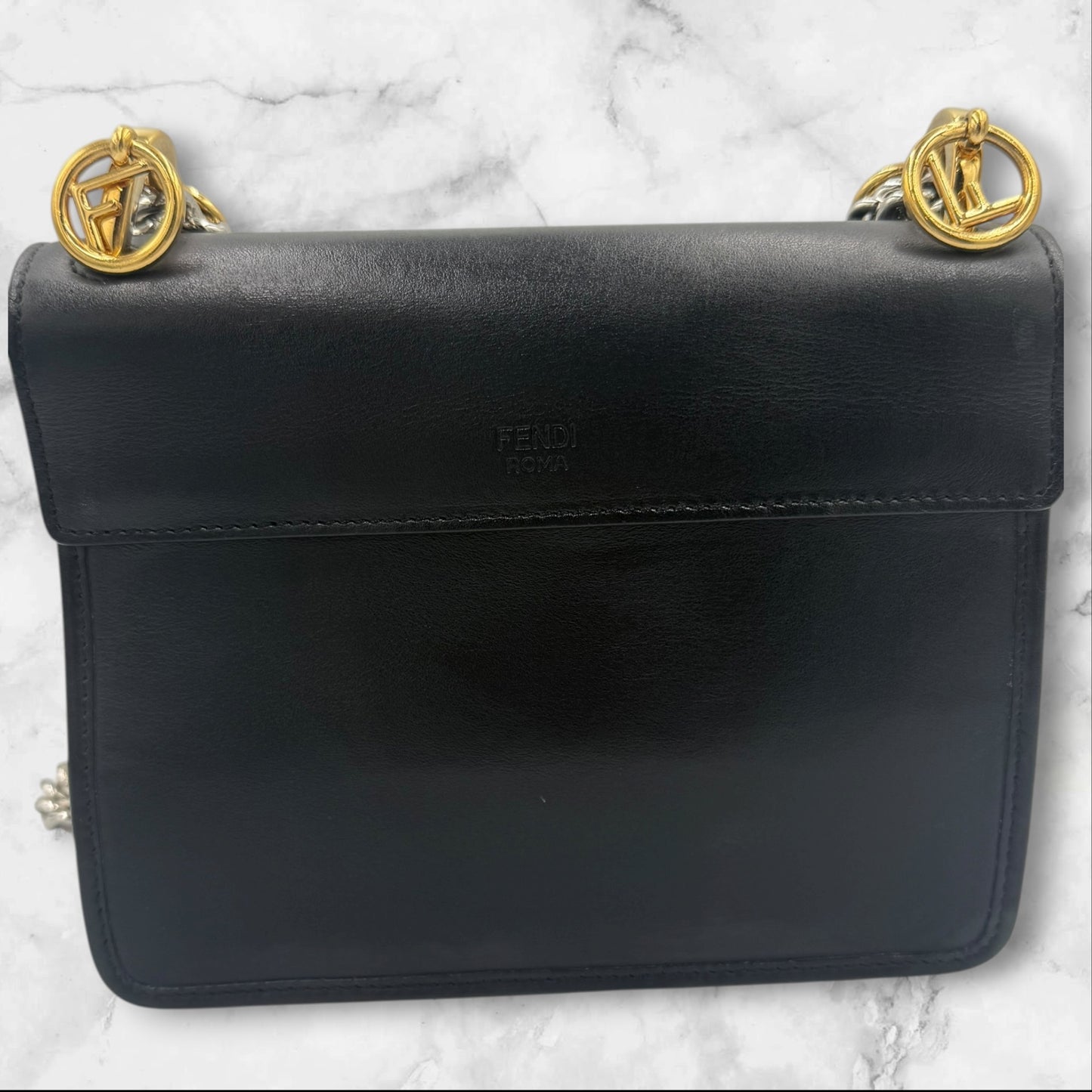 281. Fendi F Logo Kan I Leather Two Way Bag