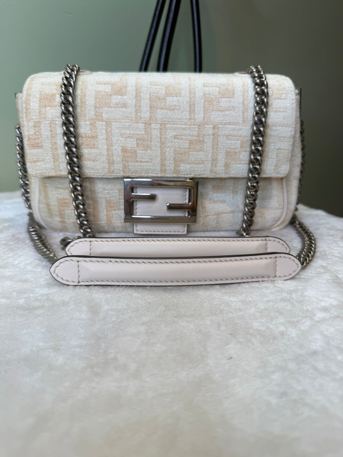 1999. Fendi Cream and Neutral Zucca FF Baguette