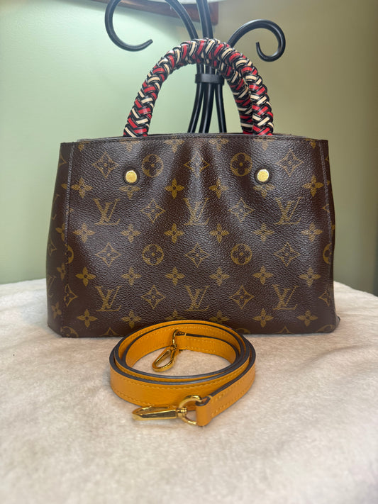 1061. Louis Vuitton Monogram Braided Handle Montaigne BB