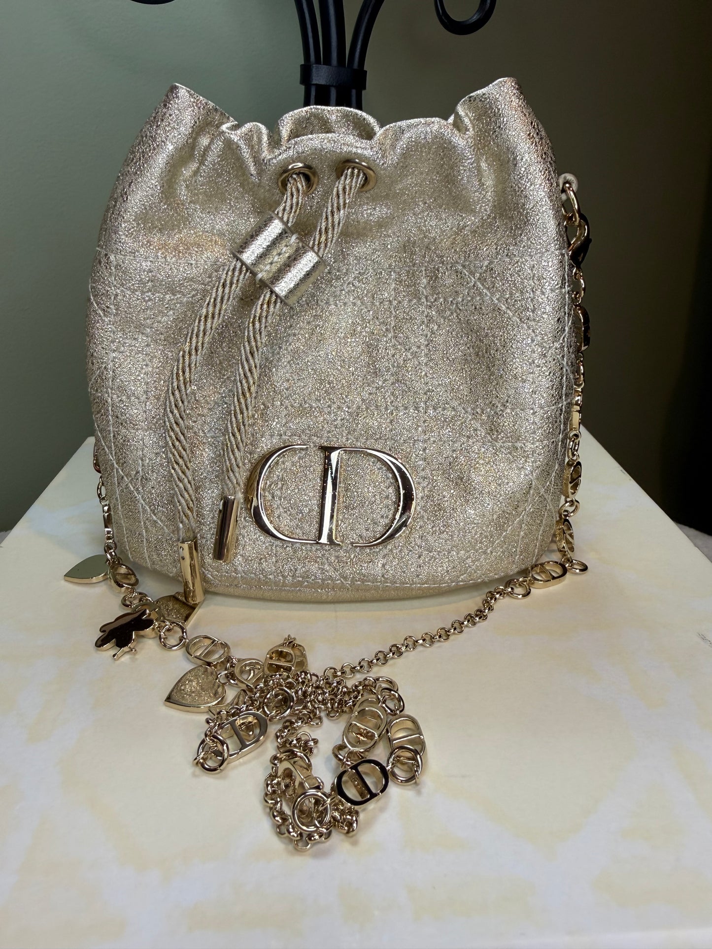 1509. Dior Gold Lambskin Mini Bucket Bag