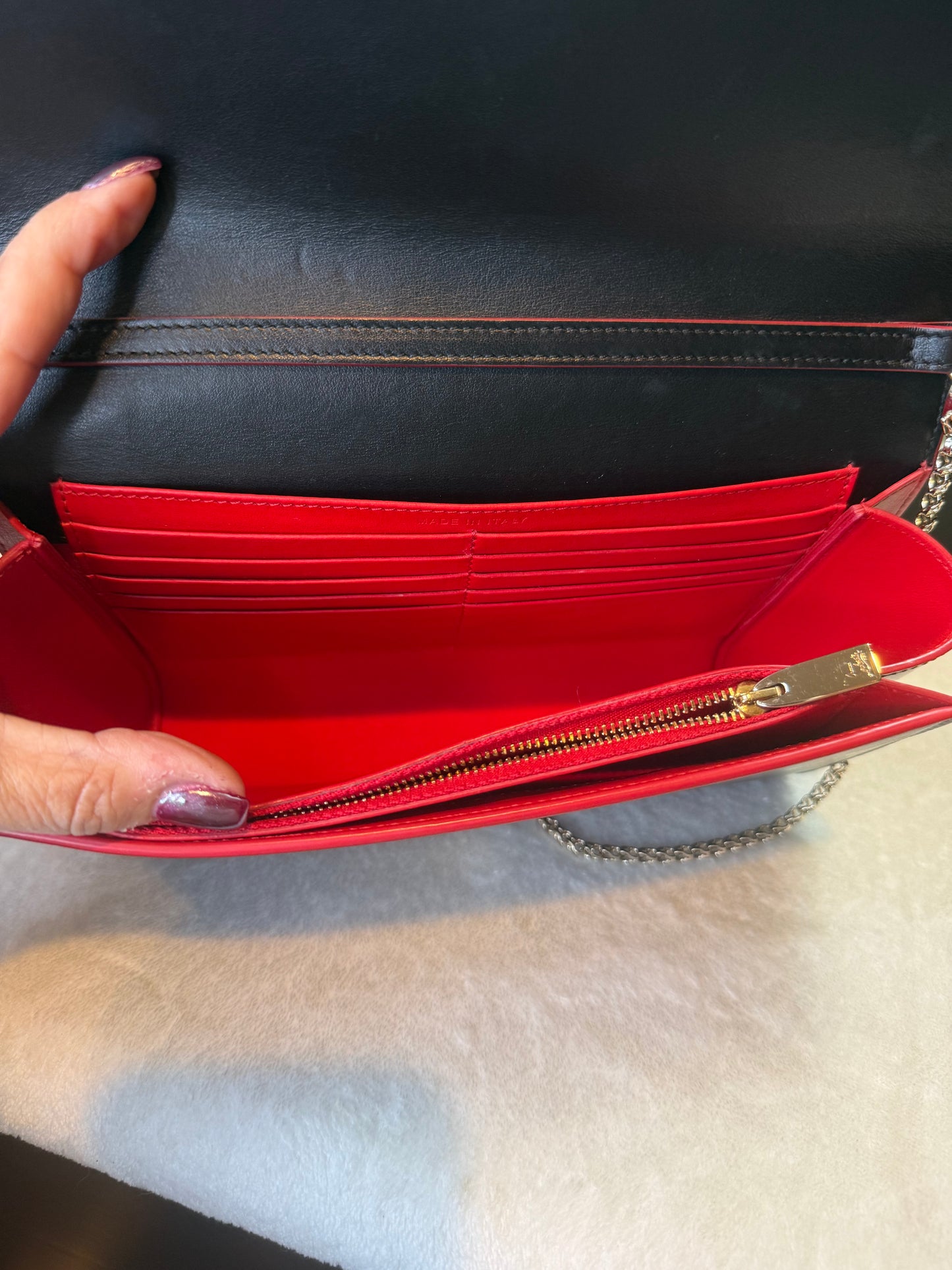 1865. Christian Louboutin Black Paloma Spike Clutch