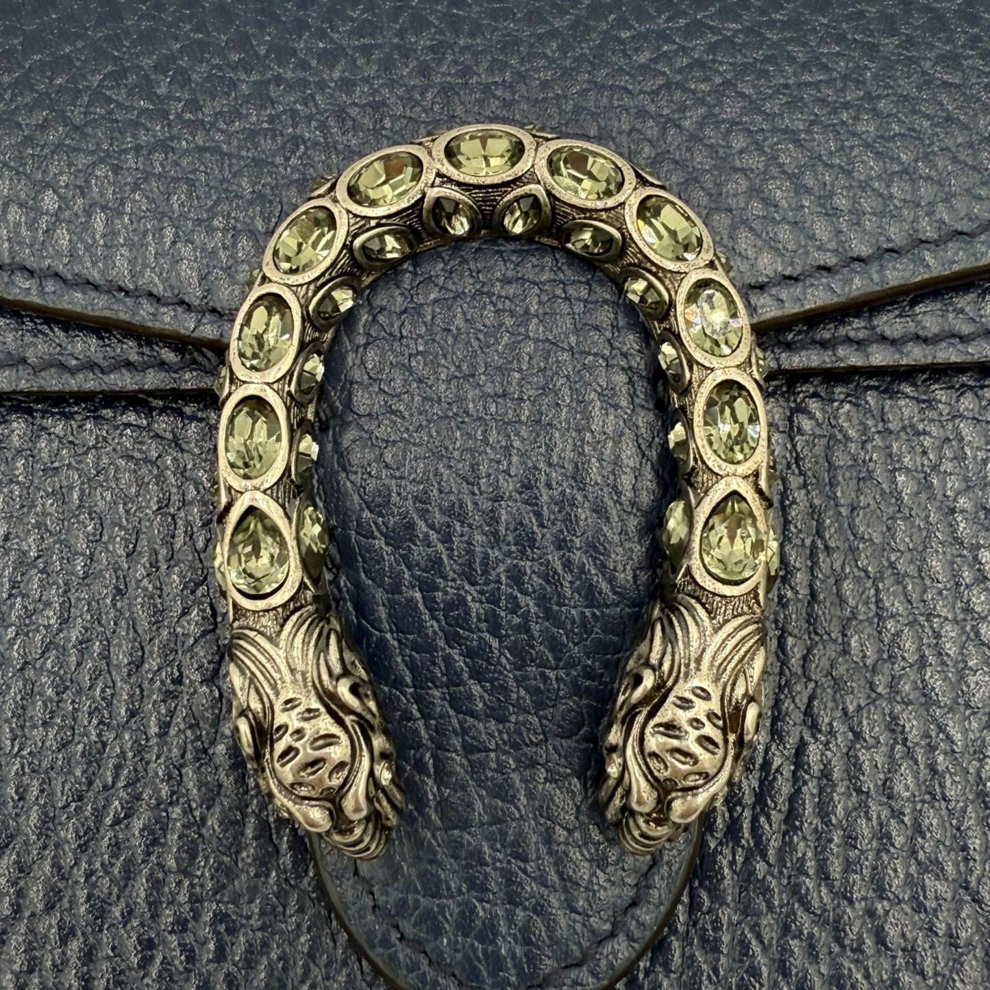 268. Gucci Navy Super Mini Leather Dionysus Chain Wallet