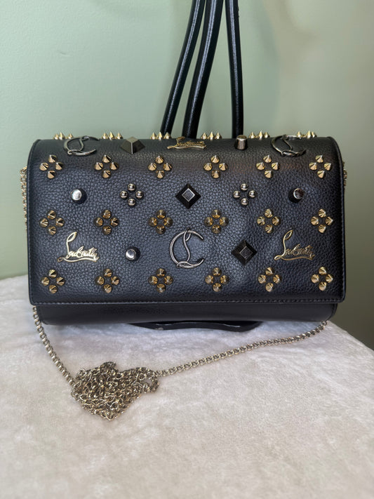 2179. Christian Louboutin Black Paloma Embellished Leather Clutch