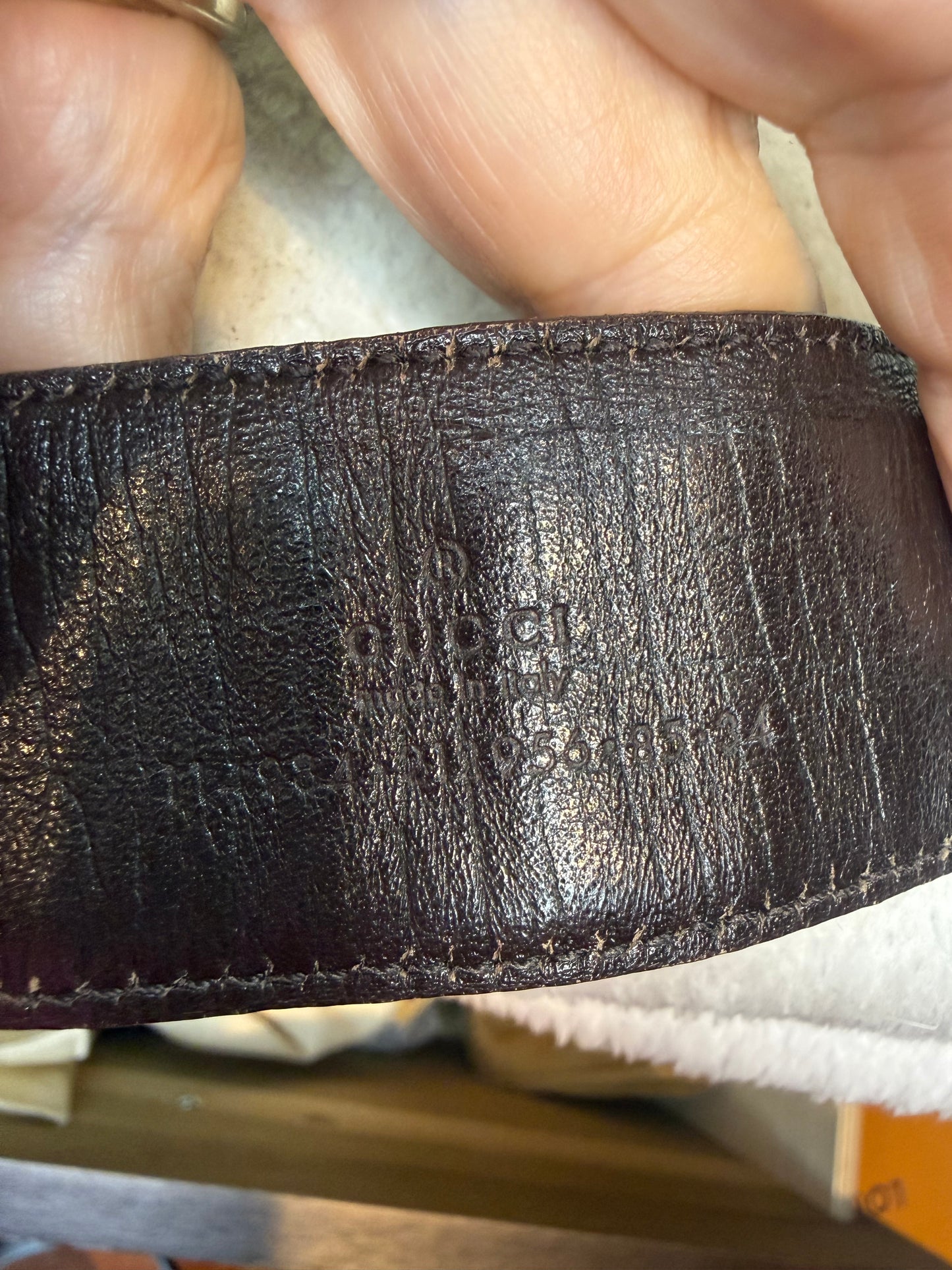 1515. Gucci GG Canvas Belt with brown leather