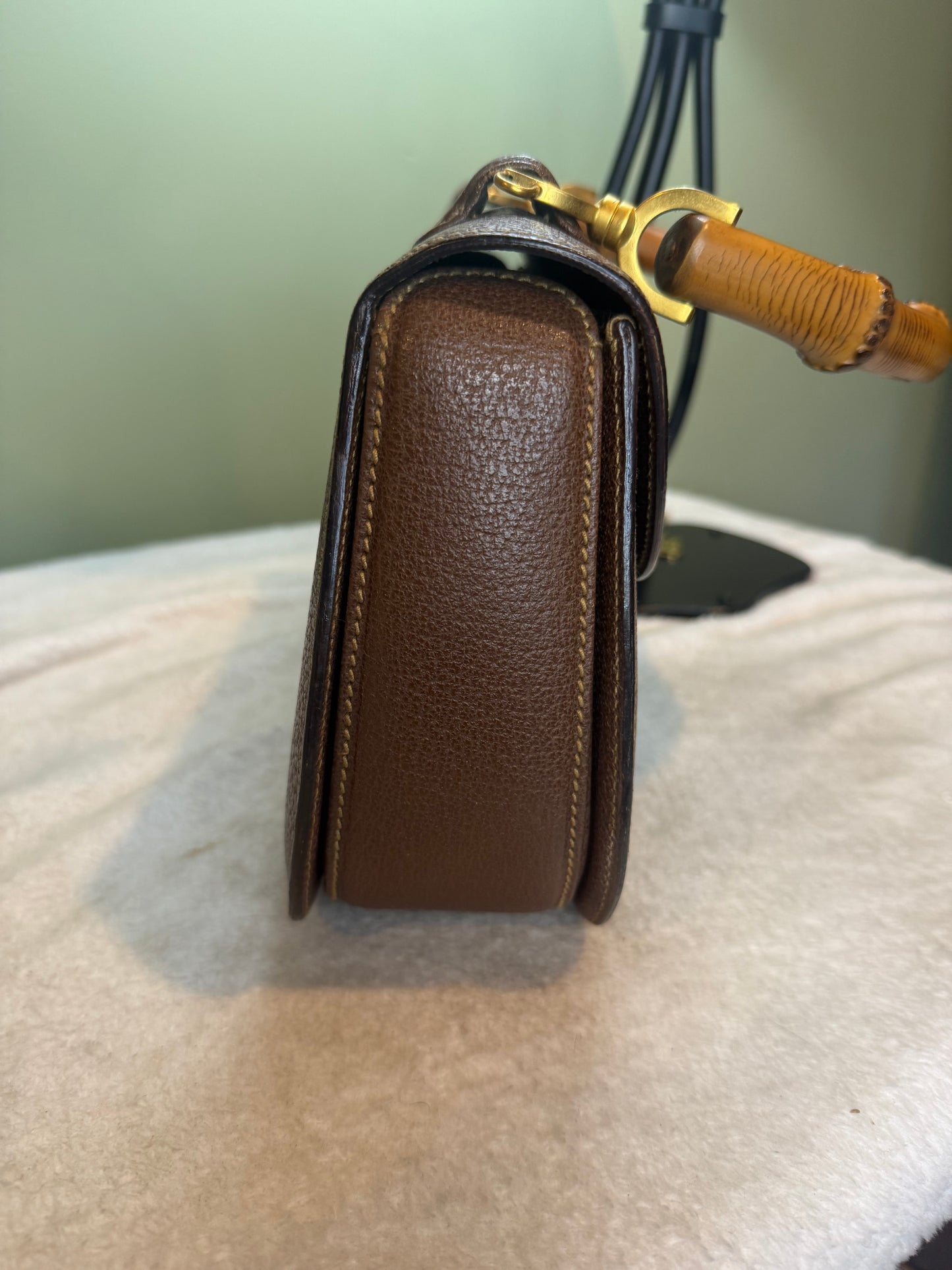 992. Gucci Chocolate Brown 1947 Bamboo Top Handle