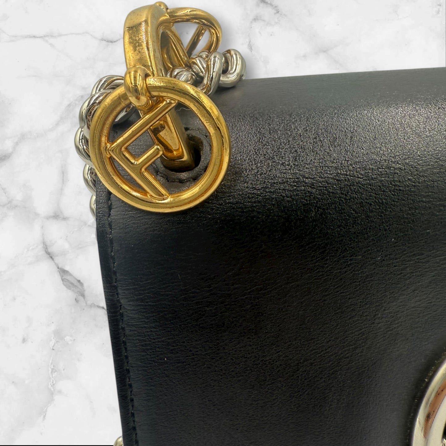 281. Fendi F Logo Kan I Leather Two Way Bag