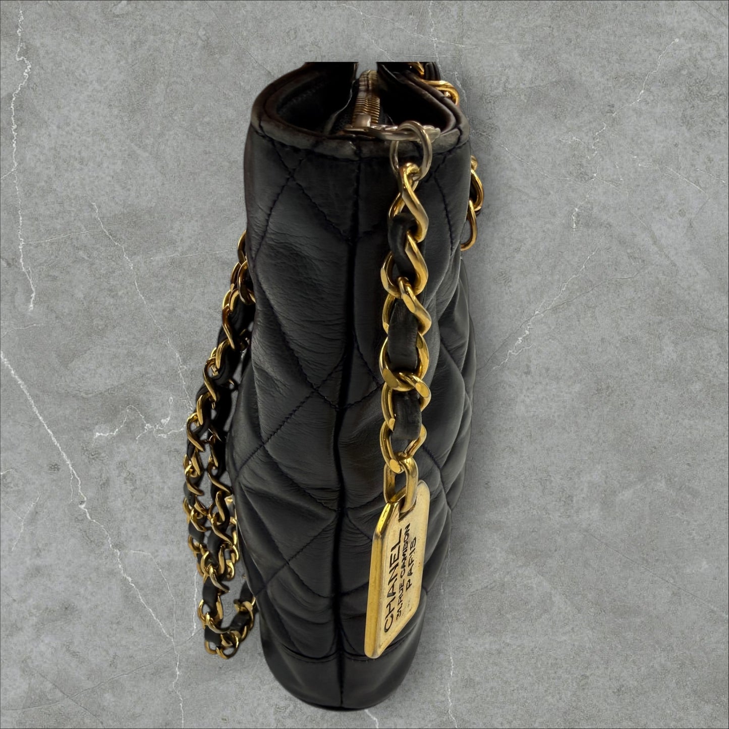 376. Chanel Navy Lambskin Vintage Shoulder Bag