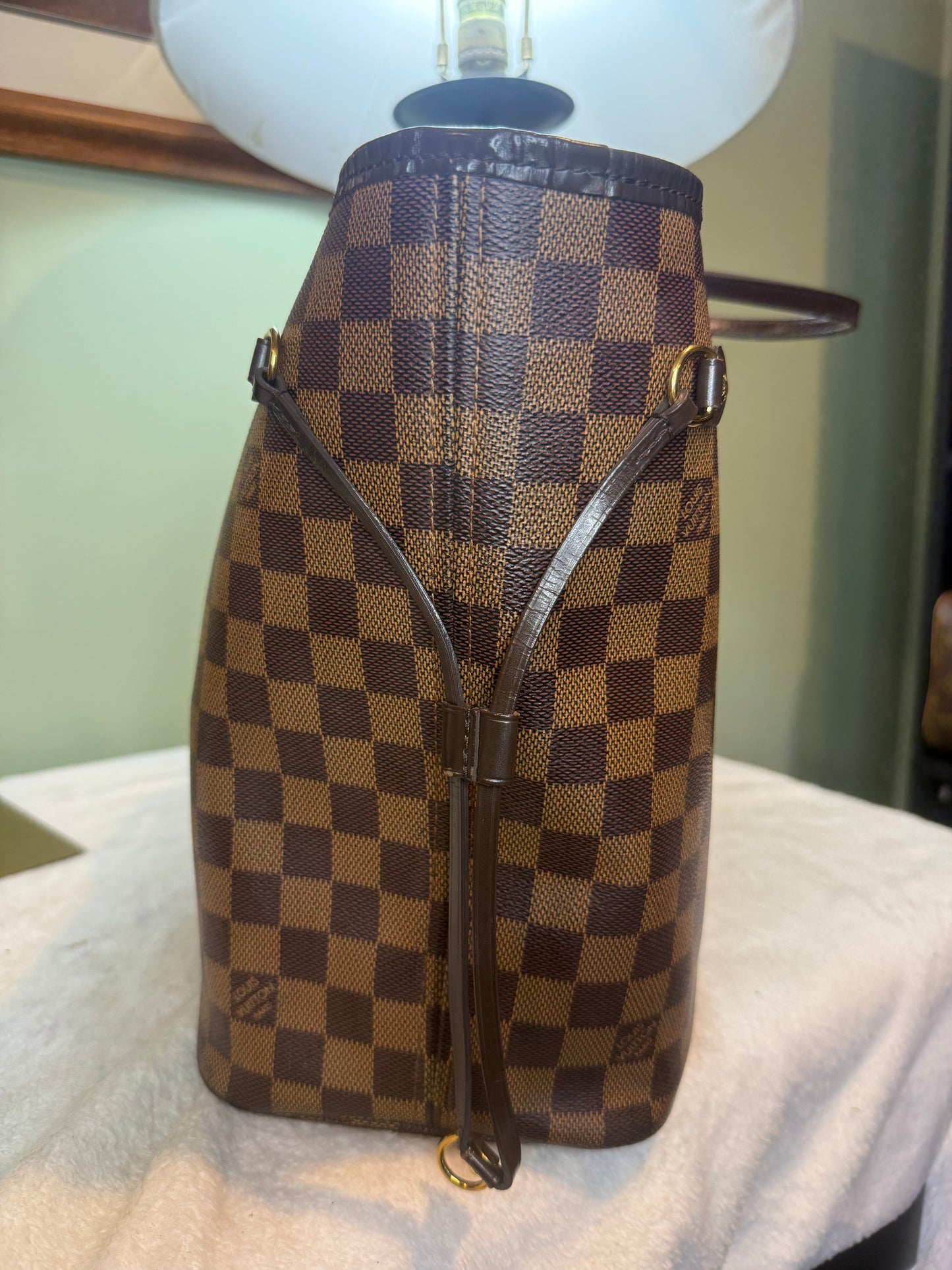 1428. Louis Vuitton Damier Ebene Neverfull MM with Pouch