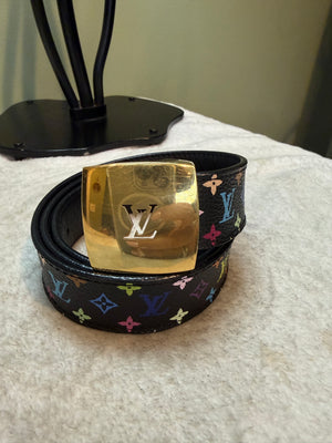 1613. Louis Vuitton Black Multicolor Belt 80/32