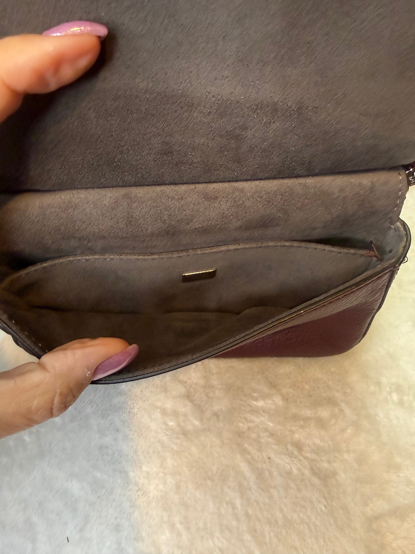 1812. Fendi Maroon and Cream Dippia Micro Baguette