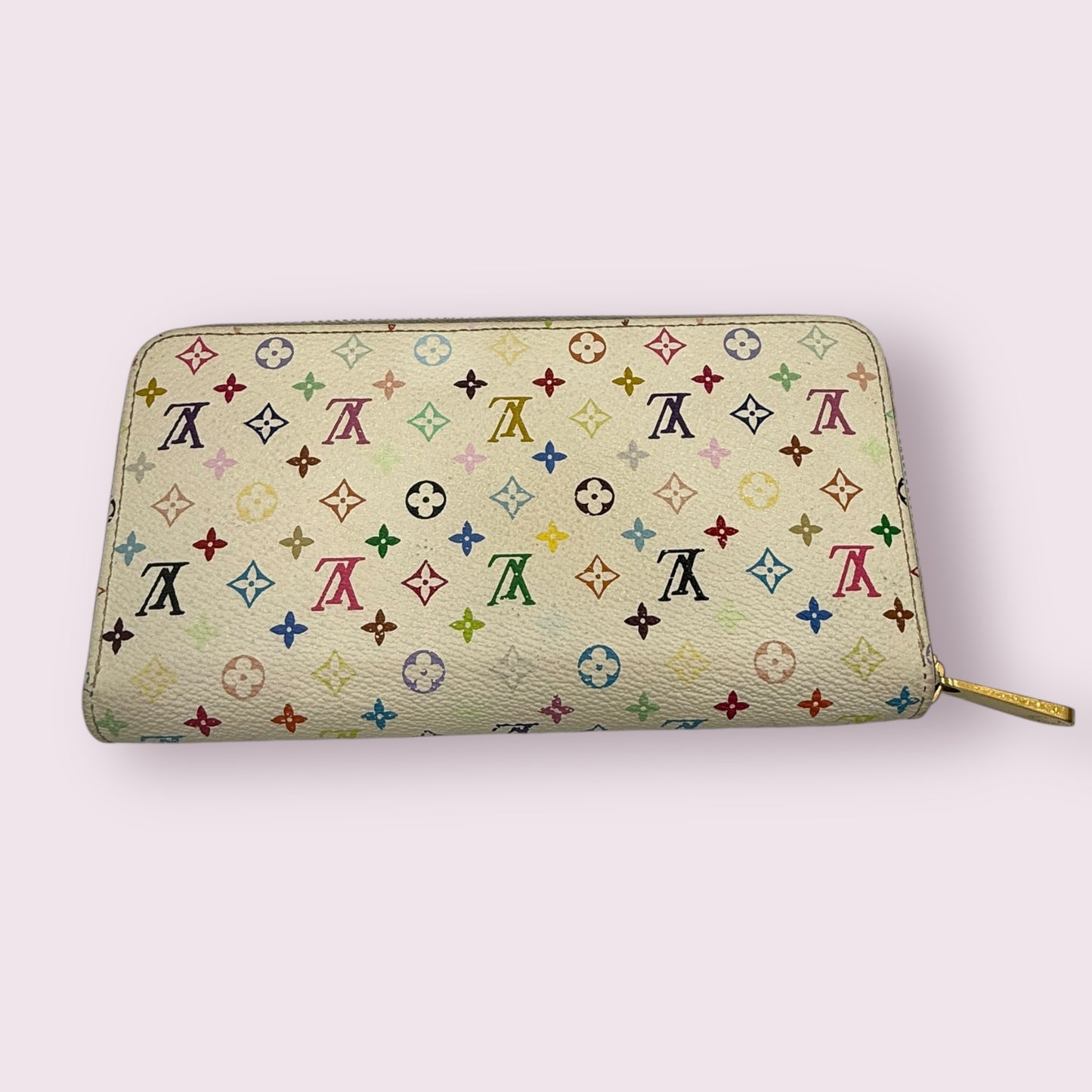 Louis Vuitton White Multicolor Zippy Wallet