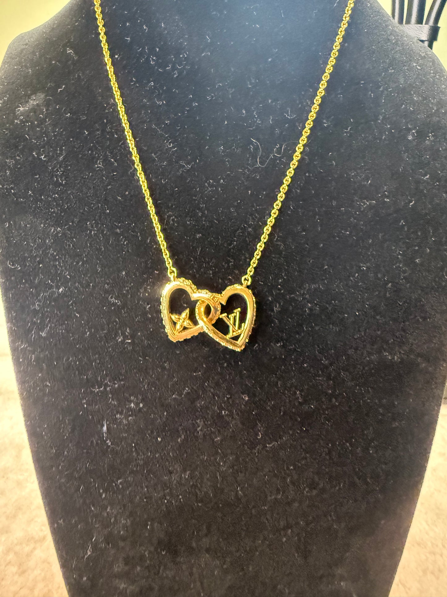 1239. Louis Vuitton Gold Sweet Monogram My Heart Necklace