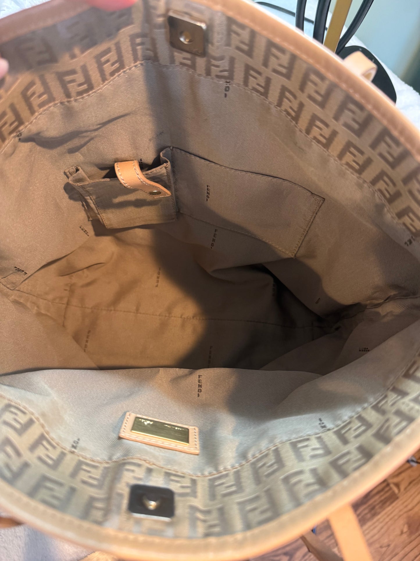 516. Fendi Vintage Zucca Canvas Beige Tote bag