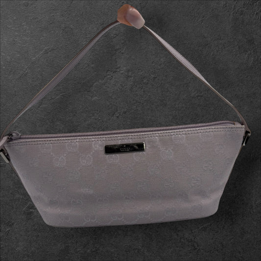 413. Gucci Lavender GG Canvas Accessory Pouch with silver Hardware