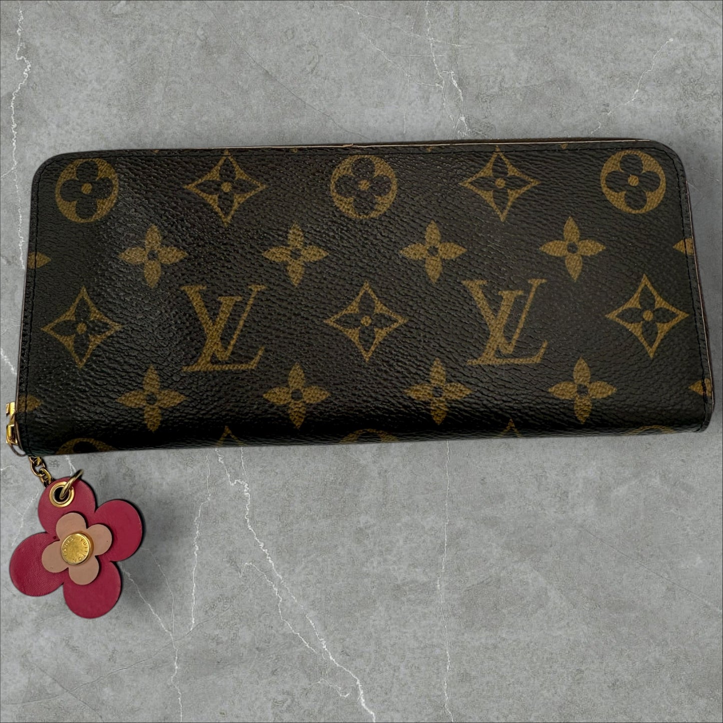 296. Louis Vuitton Monogram Portefeuille Zippy Clemence Blooming Flower