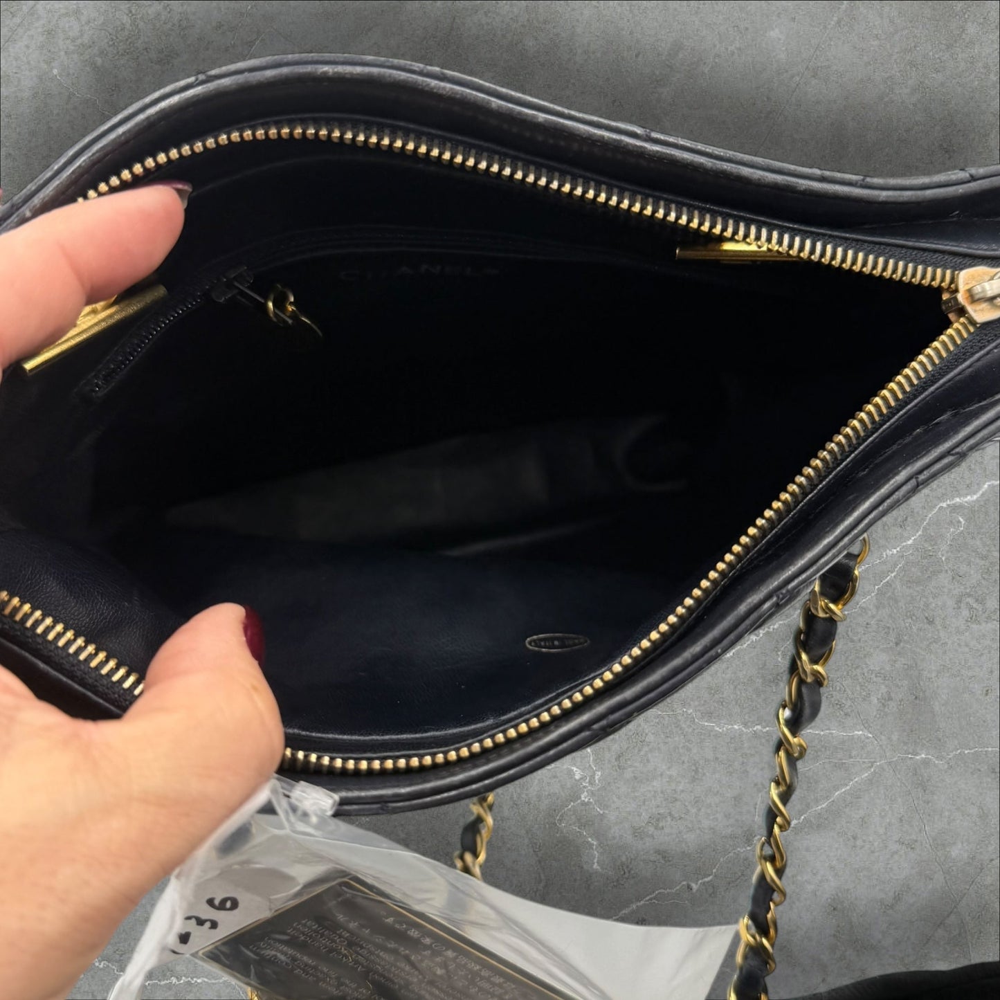 376. Chanel Navy Lambskin Vintage Shoulder Bag