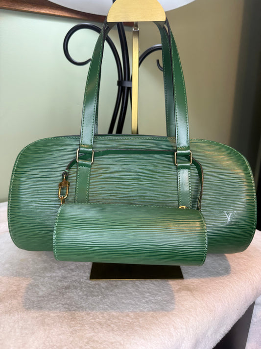 1201. Louis Vuitton Green Epi Soufflot Handbag
