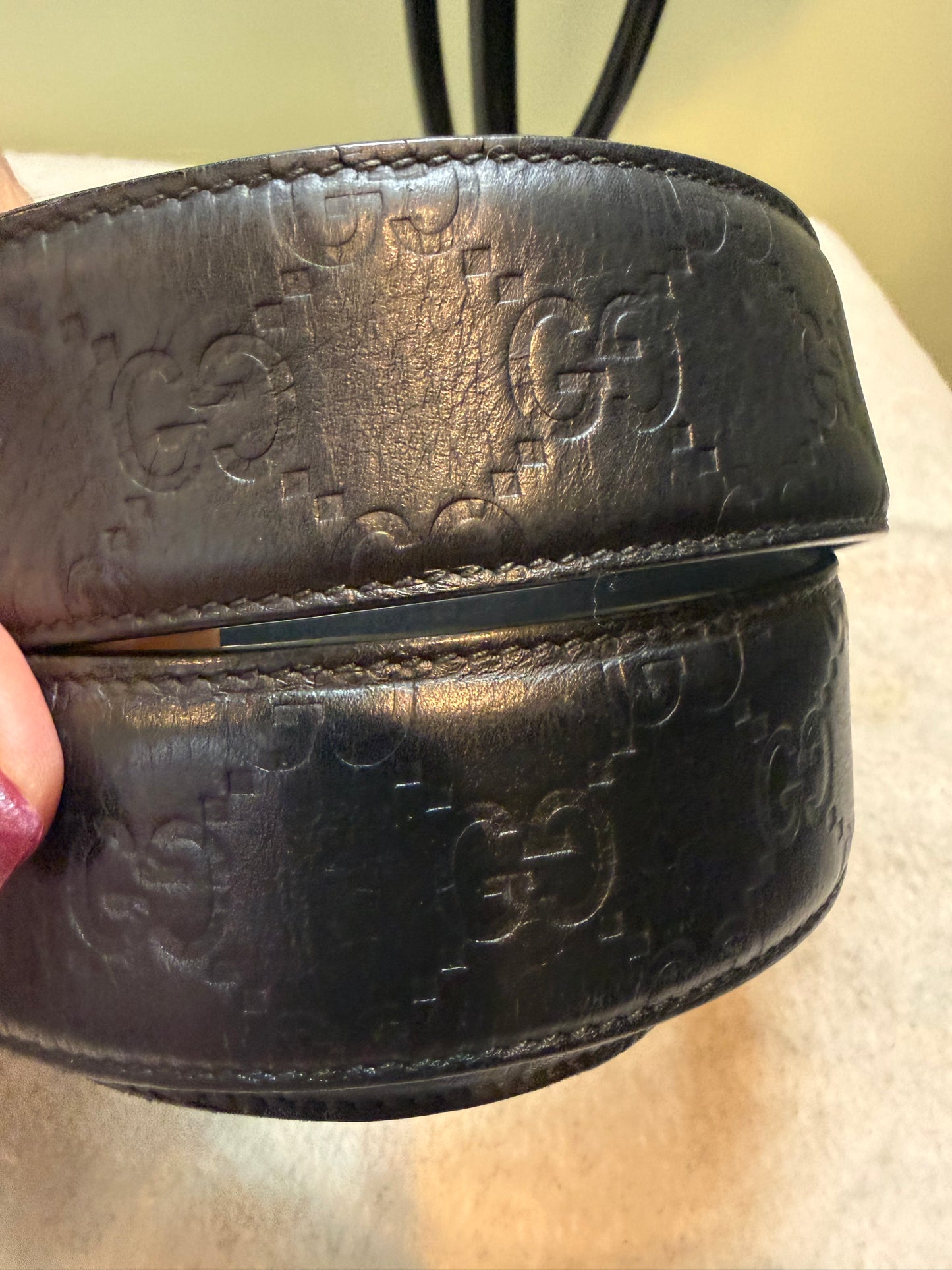 1566. Gucci Black Leather Guccissima Monogram Belt 95/38