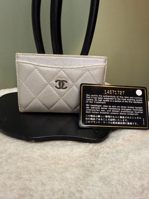 1688. Chanel Metallic Silver Card Wallet Series 14 (2011)