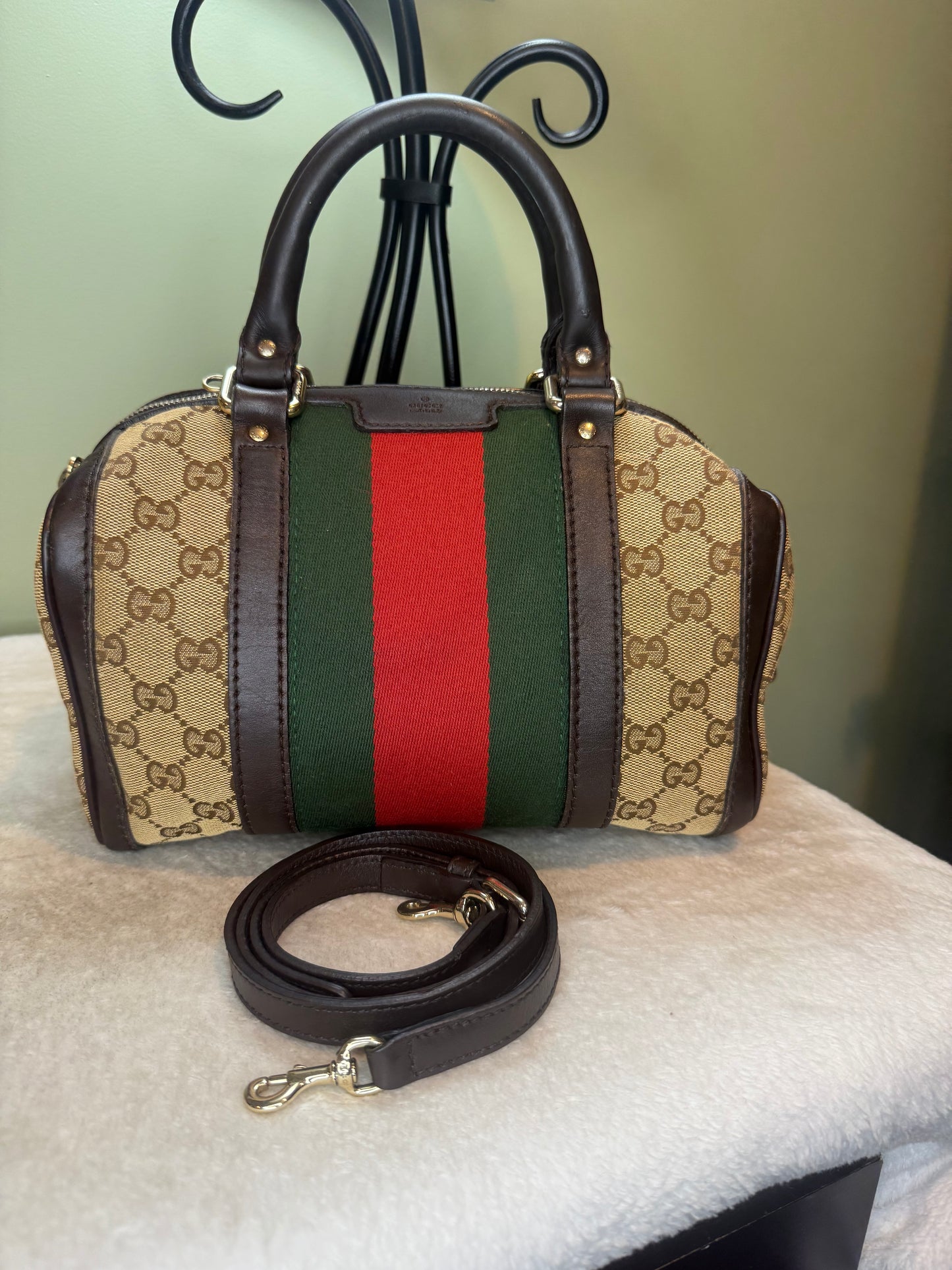 1274. Gucci GG Canvas Boston Bag
