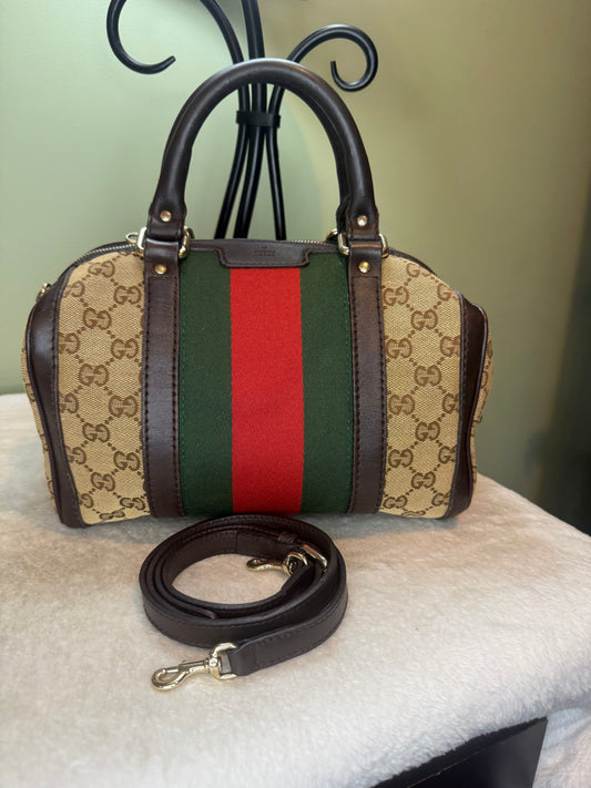 1274. Gucci GG Canvas Boston Bag