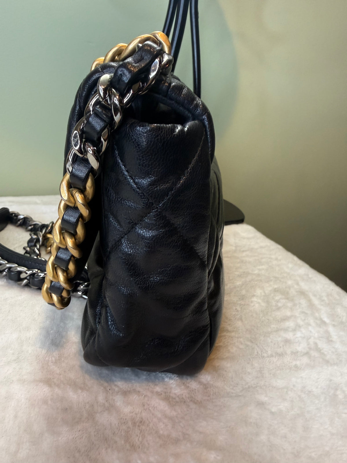 2042. Chanel Black Medium 19 Flap Bag