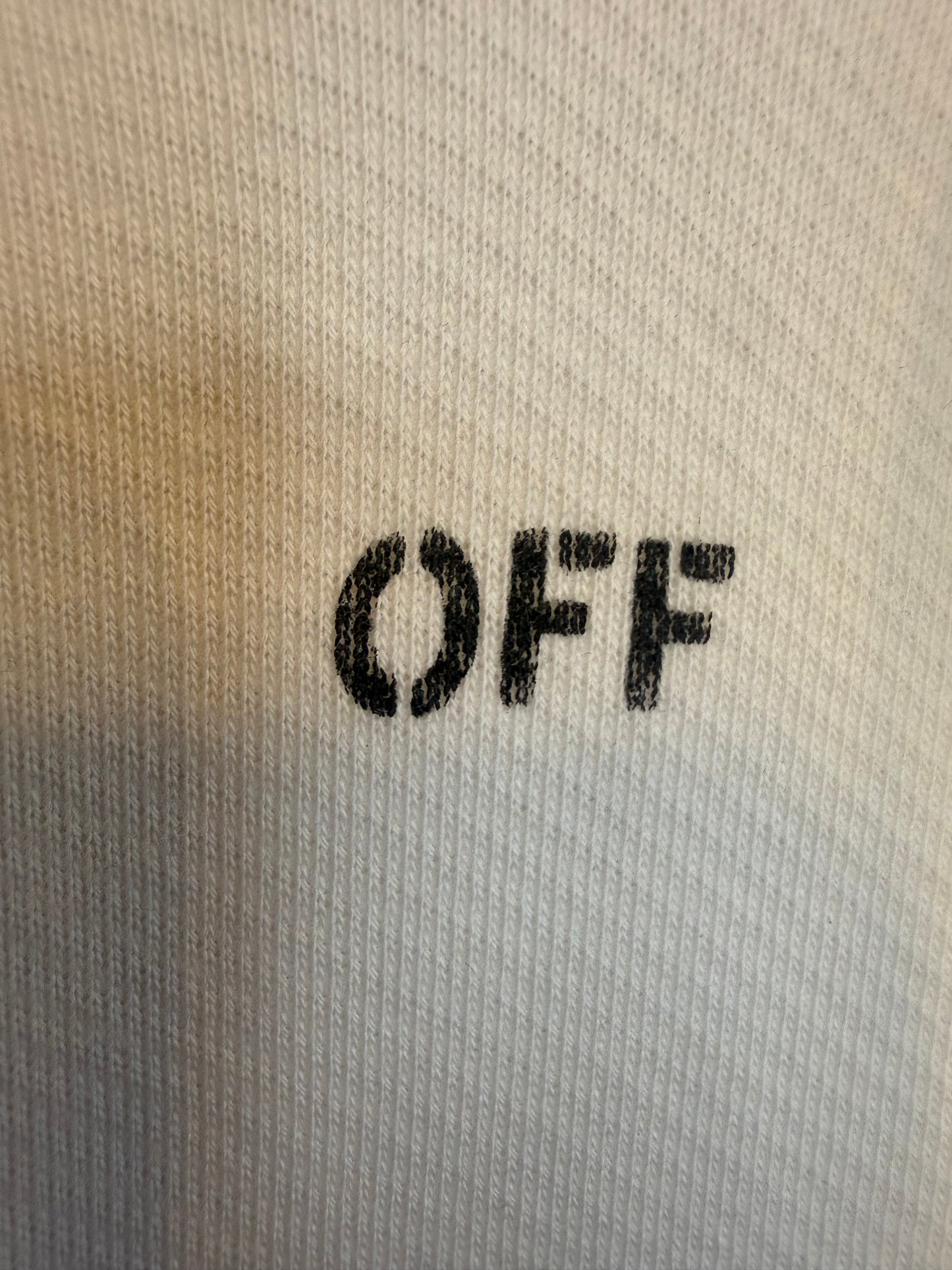 1630. Off White Crop Hoodie featuring Moon and Sun Logo on back M