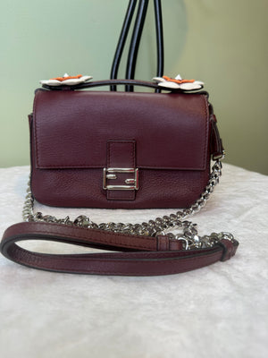 1812. Fendi Maroon and Cream Dippia Micro Baguette
