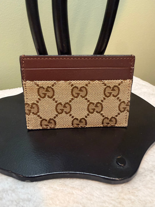 1508. Gucci GG Card wallet with Brown Leather