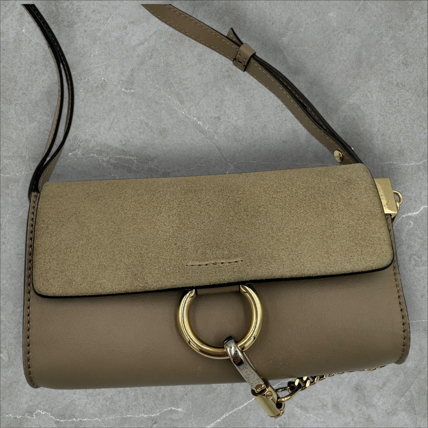 330. Chloe Faye Mini Shoulder/Crossbody In Grey Suede and Leather