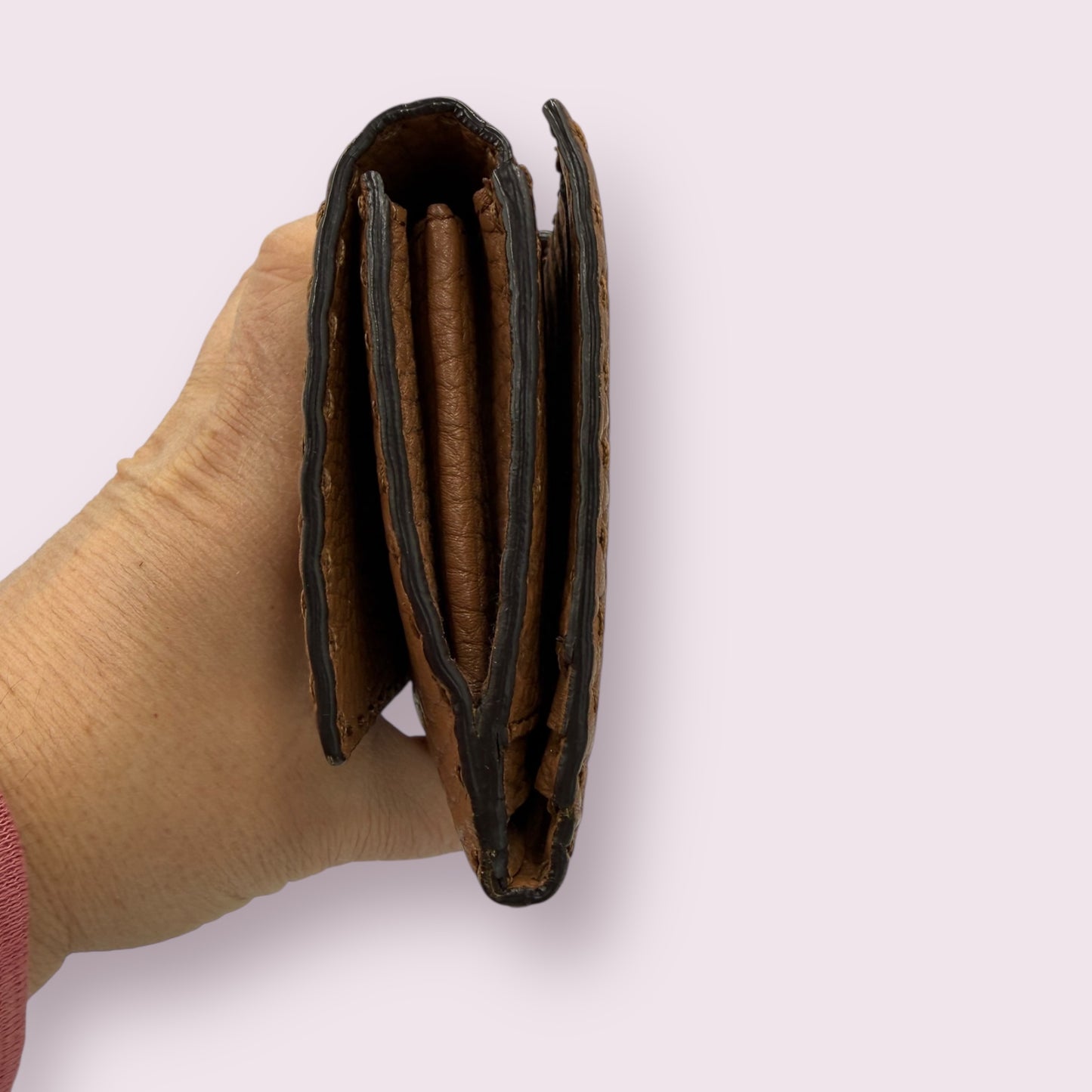 436. Fendi Brown Leather Peekaboo Wallet