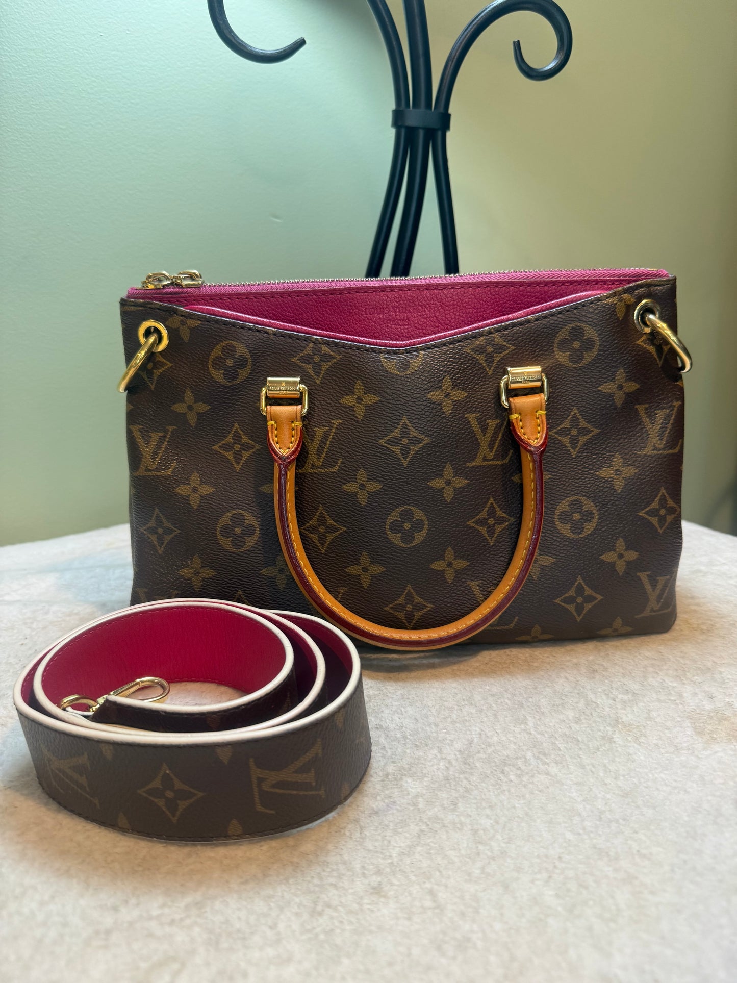1684. Louis Vuitton Monogram Pallas BB with Fuchsia