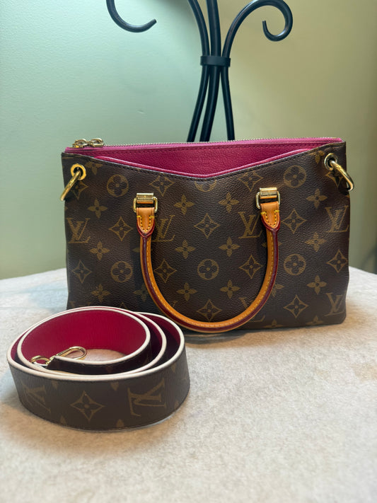 1684. Louis Vuitton Monogram Pallas BB with Fuchsia