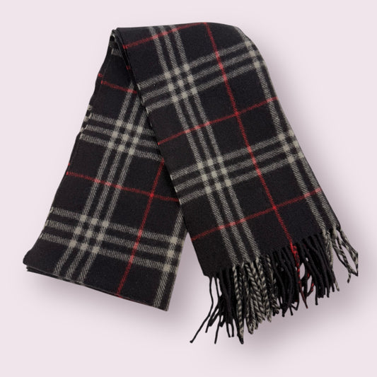 368. Burberry Nova Check Wool Muffler Navy Scarf