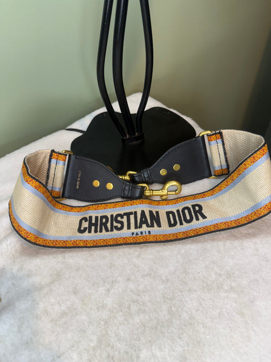 1218. Christian Dior Embroidered Orange Striped Shoulder strap