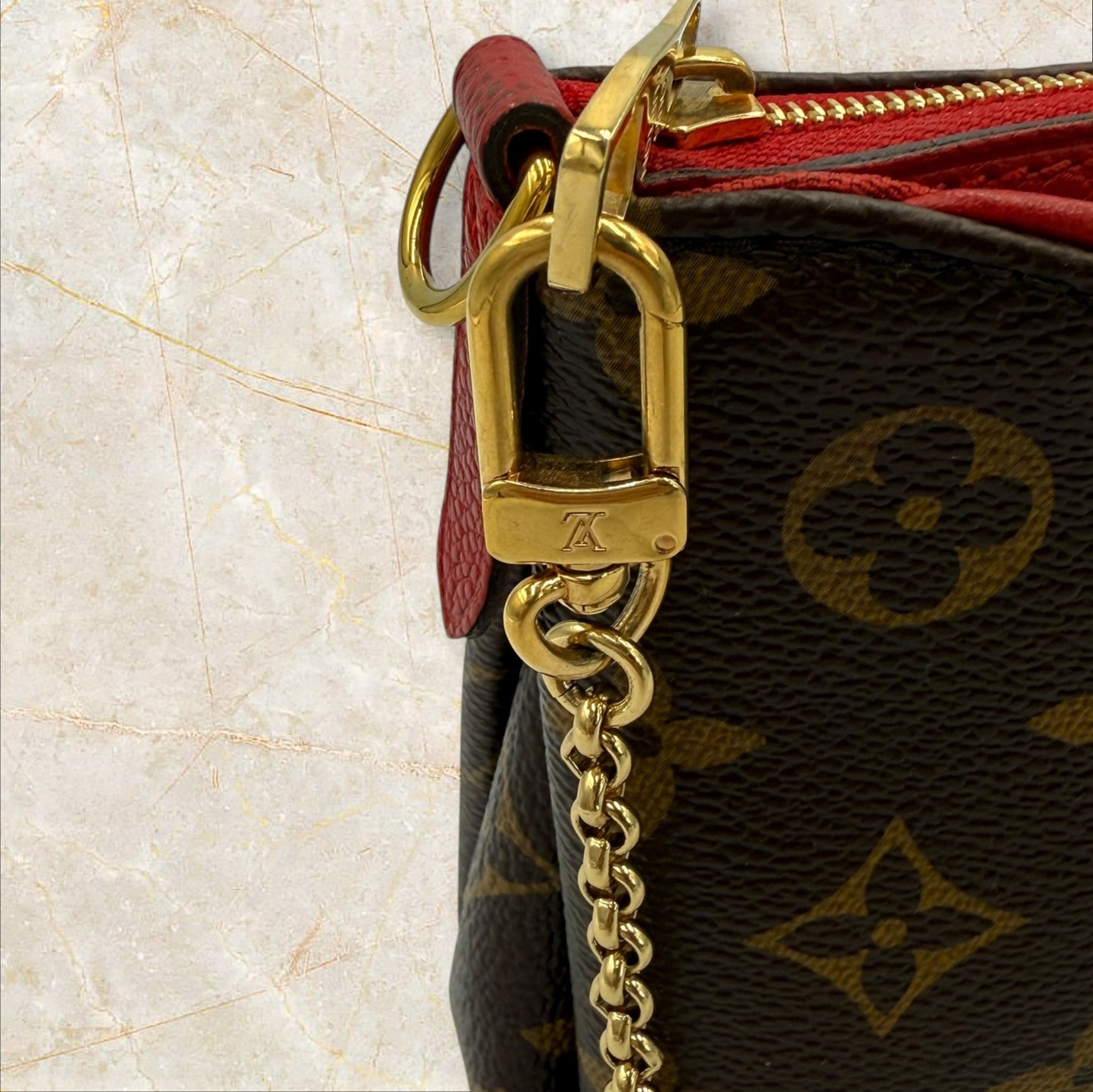 Louis Vuitton Monogram Canvas & Cerise Pallas Clutch